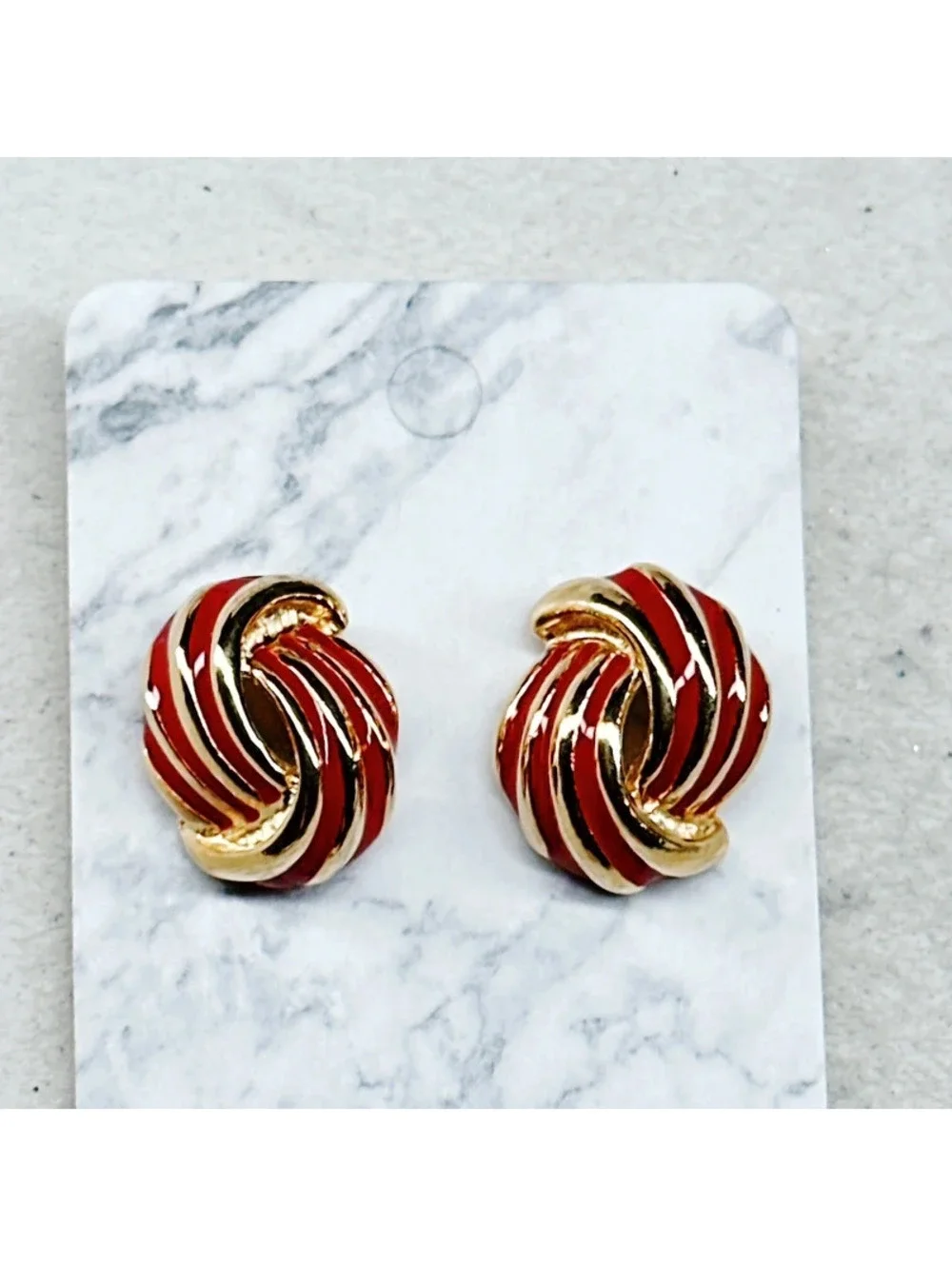 3005u. Red Enamel Vintage Earrings Costume